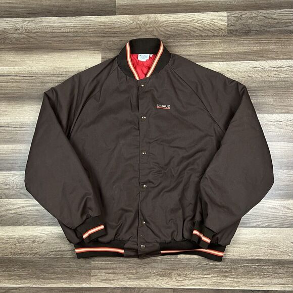 VTG U-Haul Quilted Insulated Bomber Canvas Jacket Brown Sz 2XL Made in USA - Picture 1 of 11